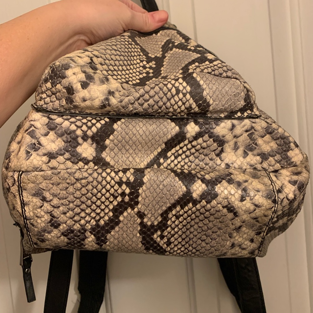 Ash Black and Cream Python Snake Print Backpack - image 10